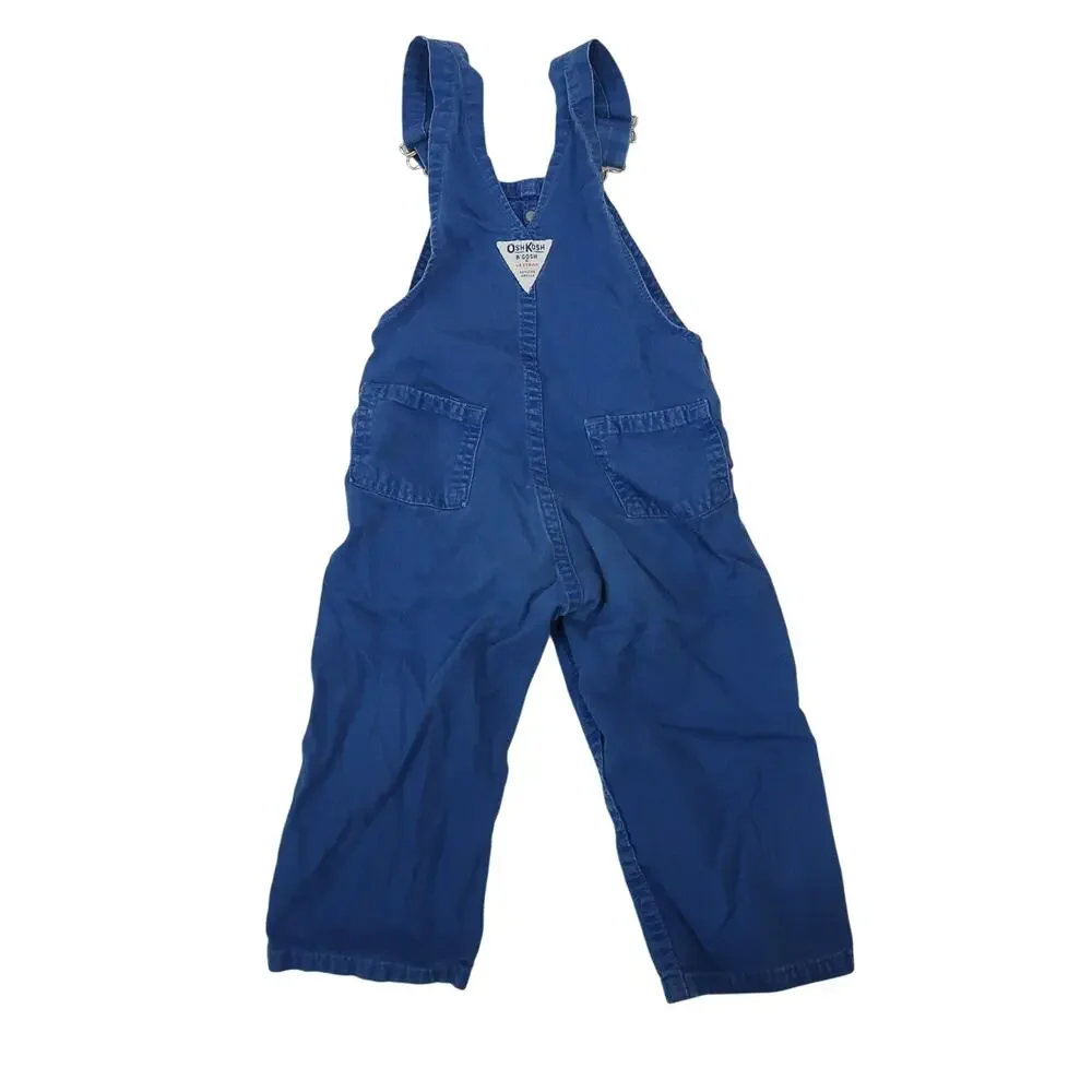 Vintage 90s OshKosh Blue Cotton Pant Overalls 3T Toddler Boy
